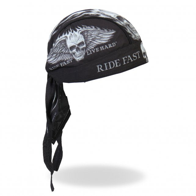 Hot Leathers Bad Scratch Headwrap Winged Skull Premium Biker Du-Rag