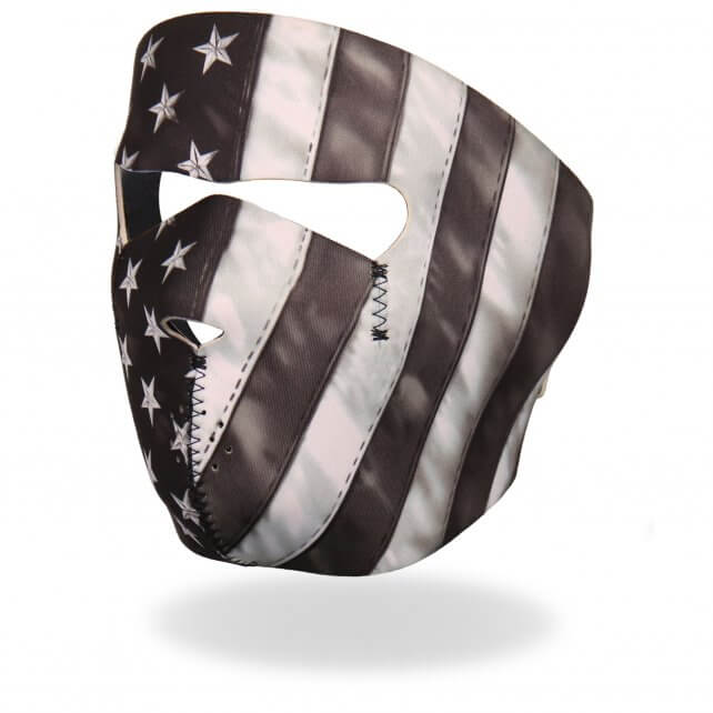 Hot Leathers Black and White Neoprene Face Mask Distressed American Flag