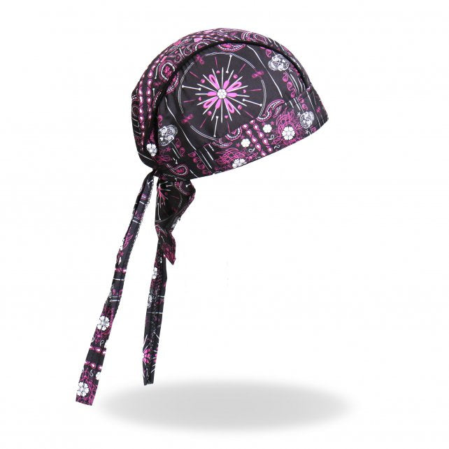 Hot Leathers Day of Dead Headwrap Paisley Sugar Skull Premium Du-Rag
