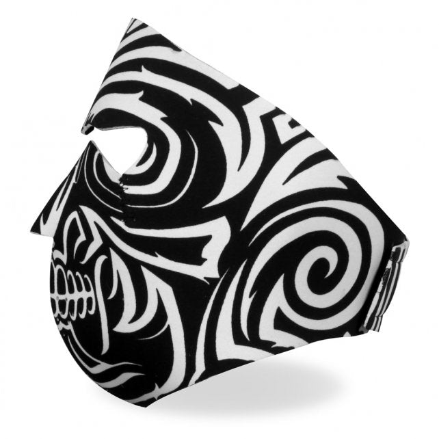 Hot Leathers Design Skull Neoprene Face Mask Black & White Tribal