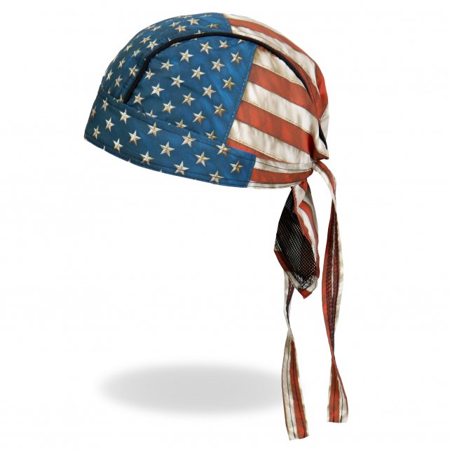 Hot Leathers Distressed American Flag Headwrap Premium Biker Du-Rag Doo Rag Cap