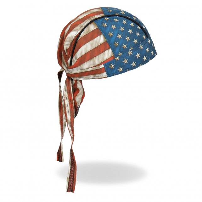 Hot Leathers Distressed American Flag Headwrap Premium Biker Du-Rag Doo Rag Cap