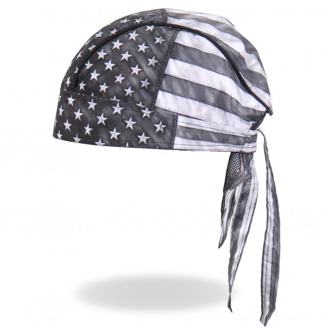 Hot Leathers Distressed American Flag Headwrap Premium Durag - Gray Doo Rag Cap