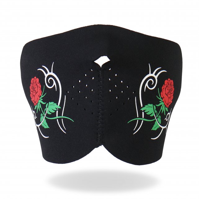 Hot Leathers Ladies Tribal Rose Neoprene 1/2 Mask