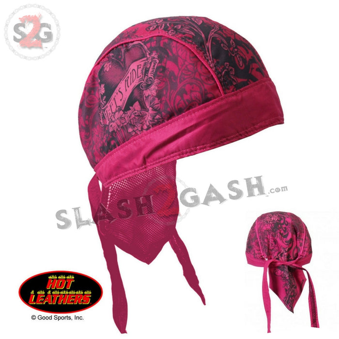Hot Leathers Maroon Stained Heart Headwrap Flower Premium Du-Rag