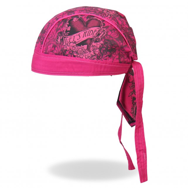 Hot Leathers Maroon Stained Heart Headwrap Flower Premium Du-Rag