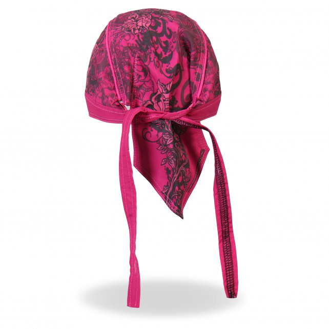 Hot Leathers Maroon Stained Heart Headwrap Flower Premium Du-Rag