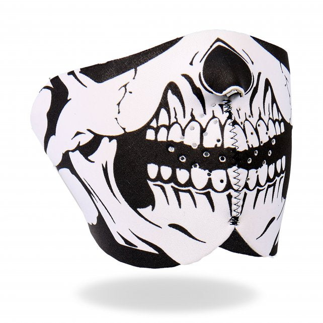 Hot Leathers Neoprene Skull 1/2 Mask - Black and White Face Mask facemask