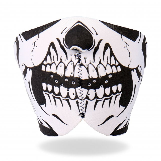 Hot Leathers Neoprene Skull 1/2 Mask - Black and White Face Mask facemask
