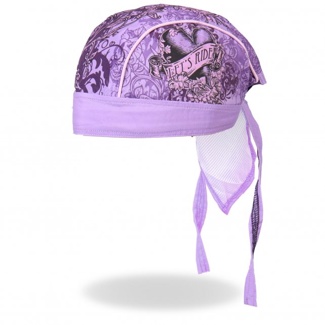 Hot Leathers Purple Stained Heart Headwrap Flower Premium Du-Rag