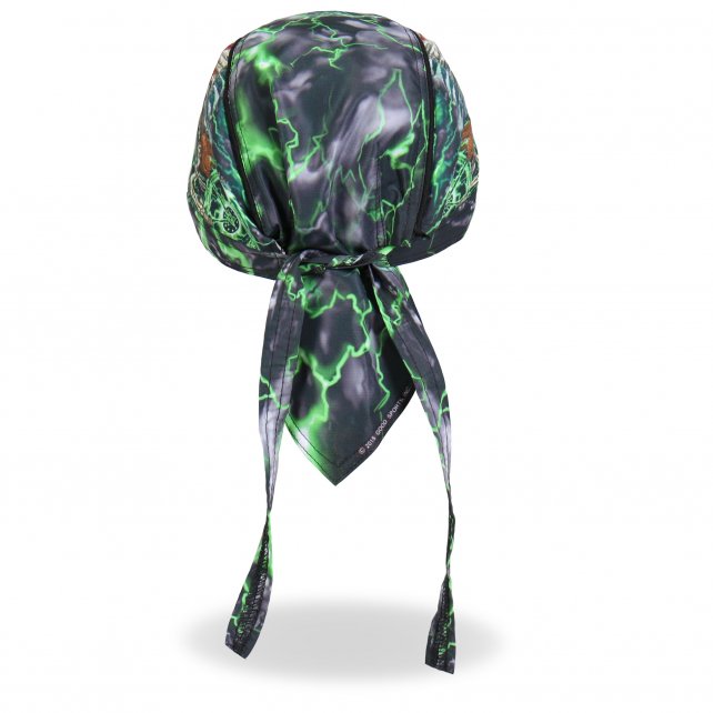 Hot Leathers Skeleton Cycle Premium Headwrap Indian Green Biker Du-Rag