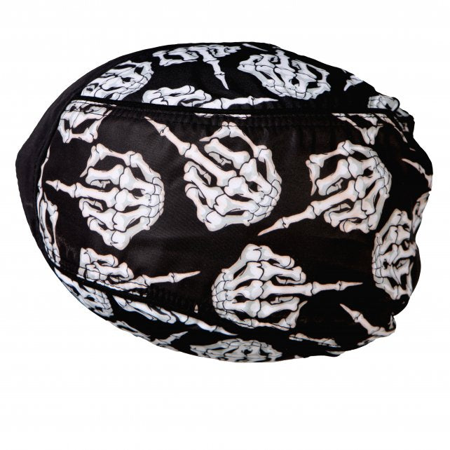 Hot Leathers Skeleton Middle Finger Headwrap Premium Biker Du-Rag Doo Rag Skull Cap