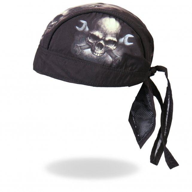 Hot Leathers Skull & Wrench Bones Headwrap Premium Biker Du-Rag
