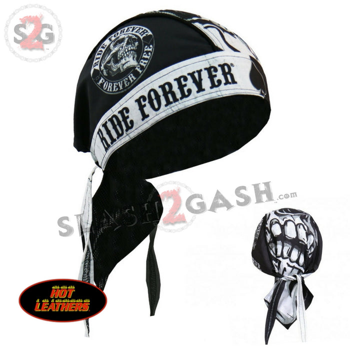 Hot Leathers Spade Skull Headwrap Ride Forever Premium Biker Du-Rag