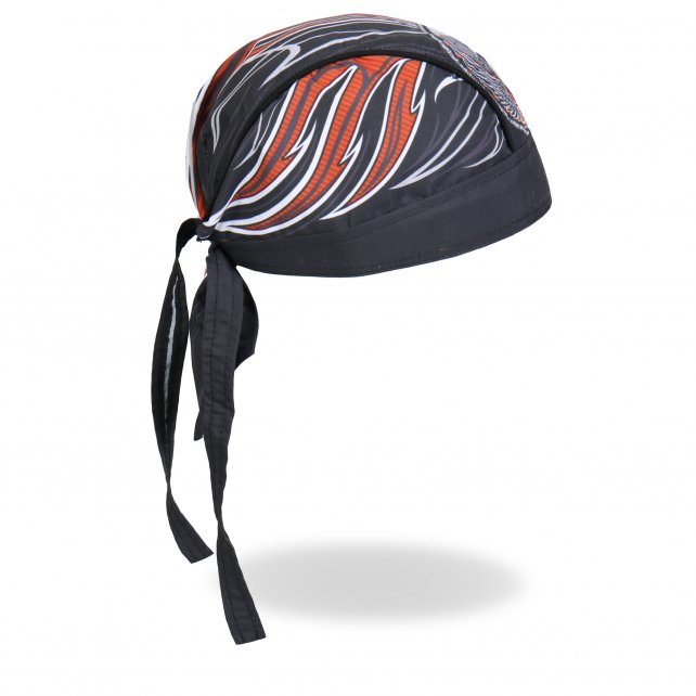 Hot Leathers Stitches Headwrap Winged Skull Pinstripe Biker Du-Rag
