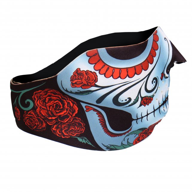 Hot Leathers Sugar Woman Calavera Neoprene 1/2 Face Mask w/ Roses facemask