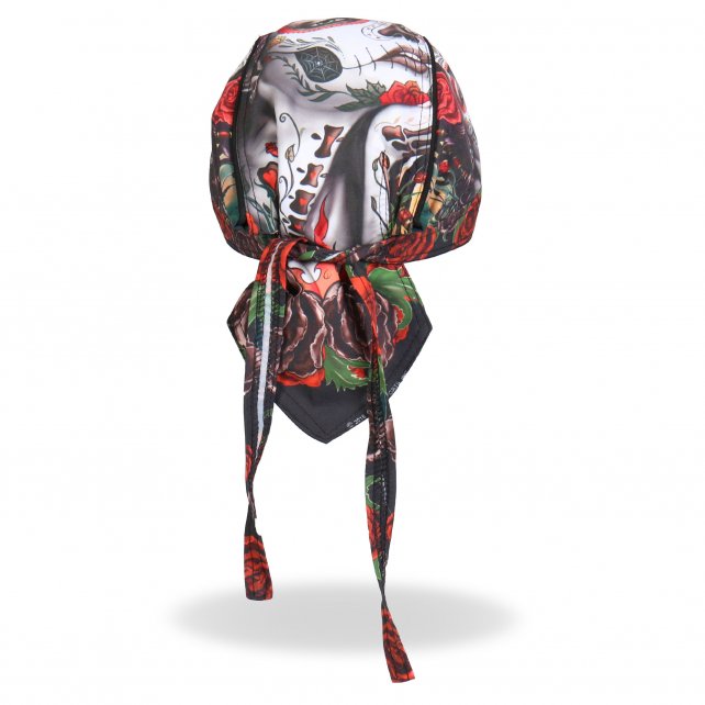 Hot Leathers Sugar Woman Headwrap w/ Roses Premium Du-Rag