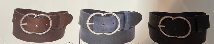 SILVER 35MM GENUINE LEATHER DOUBLE ORING BUCKLE LEATHER BELT