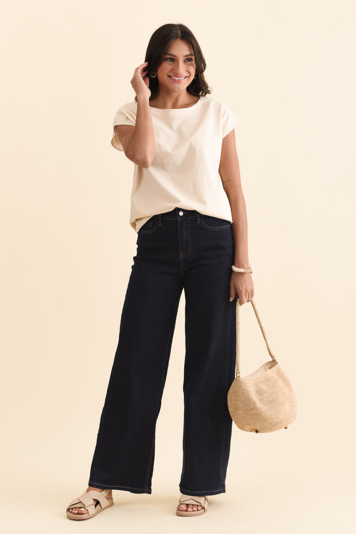 Imogen Indigo Straight Leg Jeans,Brunette model,alt text|model:Brontie