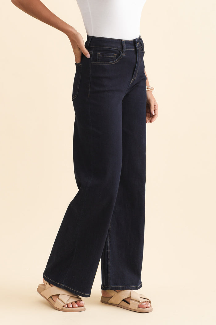 Imogen Indigo Straight Leg Jeans,Brunette model,alt text|model:Brontie