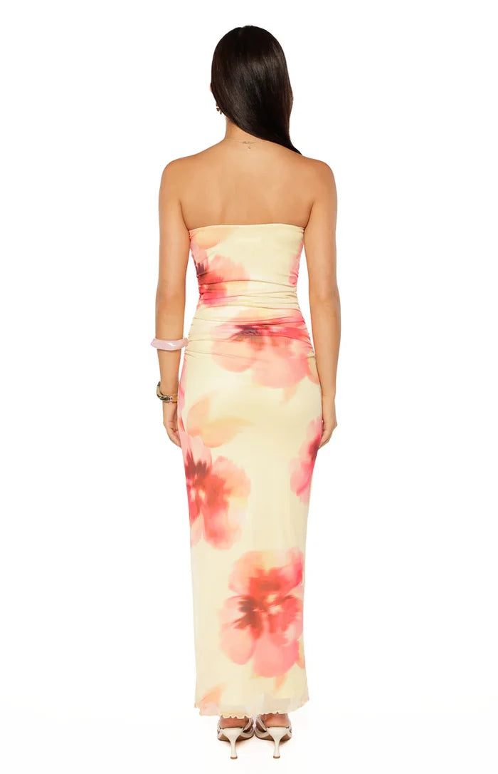 Imogen Yellow and Pink Floral Print Maxi Dress