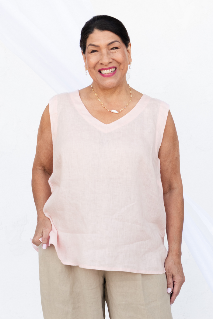 Inez Blush Linen Tank