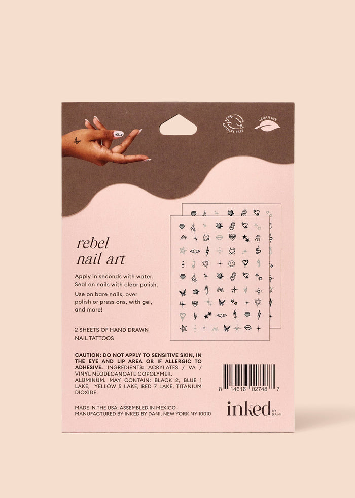 INKED BY DANI Rebel Nail Art Temporary Tattoo Pack