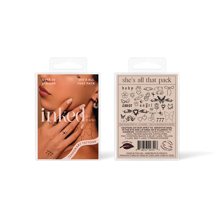 INKED BY DANI She's All That Temporary Tattoo Pack