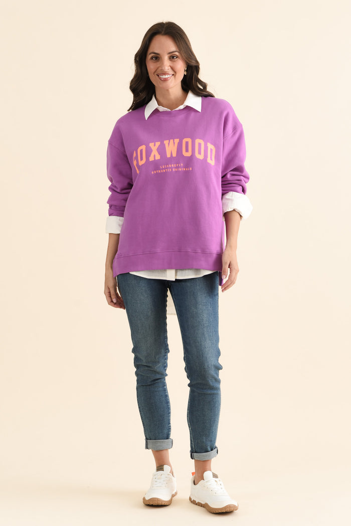 Interval Purple Crewneck Sweatshirt,brunette model,Full Outfit,alt text|model:MJ