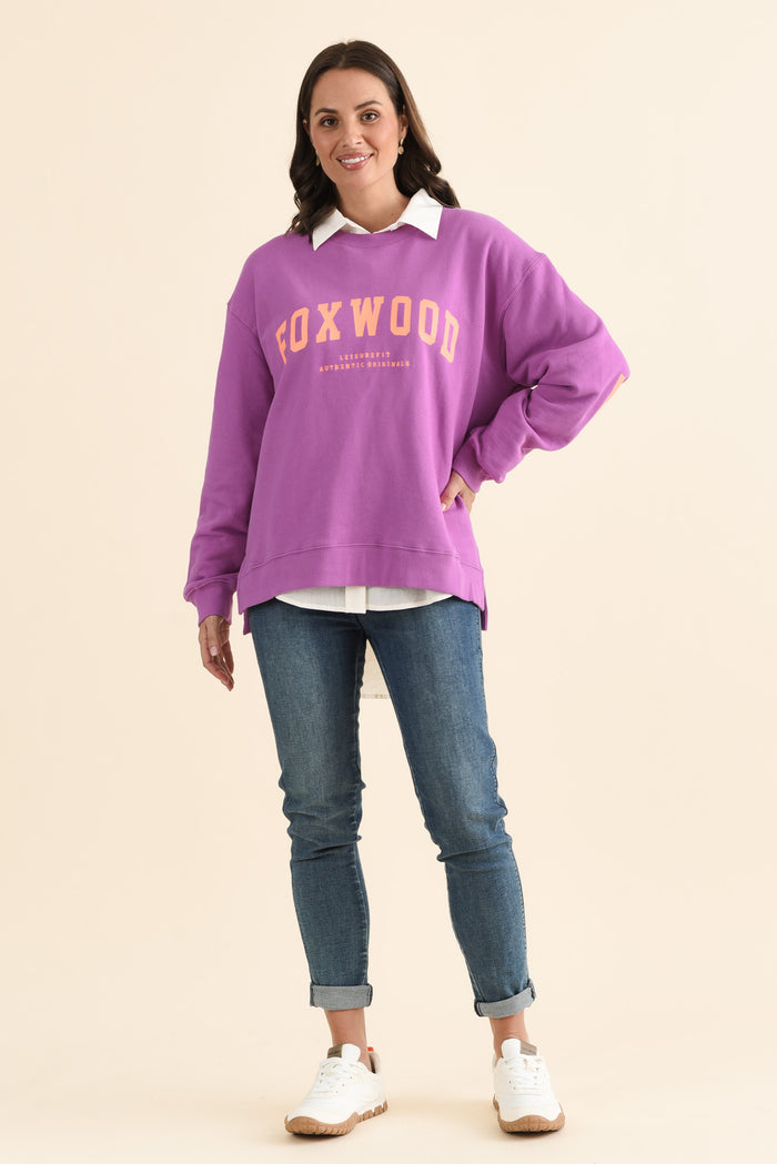 Interval Purple Crewneck Sweatshirt,brunette model,Full Outfit,alt text|model:MJ