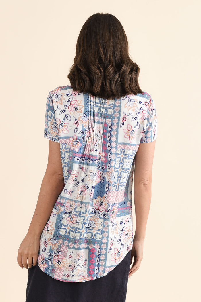 Isobel Pink Mosaic Button Top