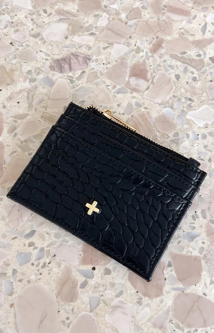 Ivy Black Croc Wallet