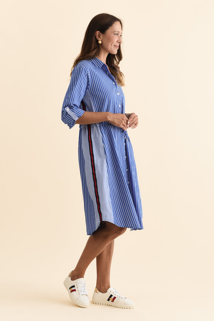 Ivy Blue Stripe Cotton Dress,Brunette model,alt text|model:Cara