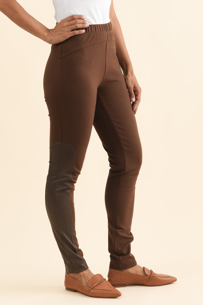 Jesse Chocolate Trim Stretch Leggings,Brunette model,alt text|model:Cara