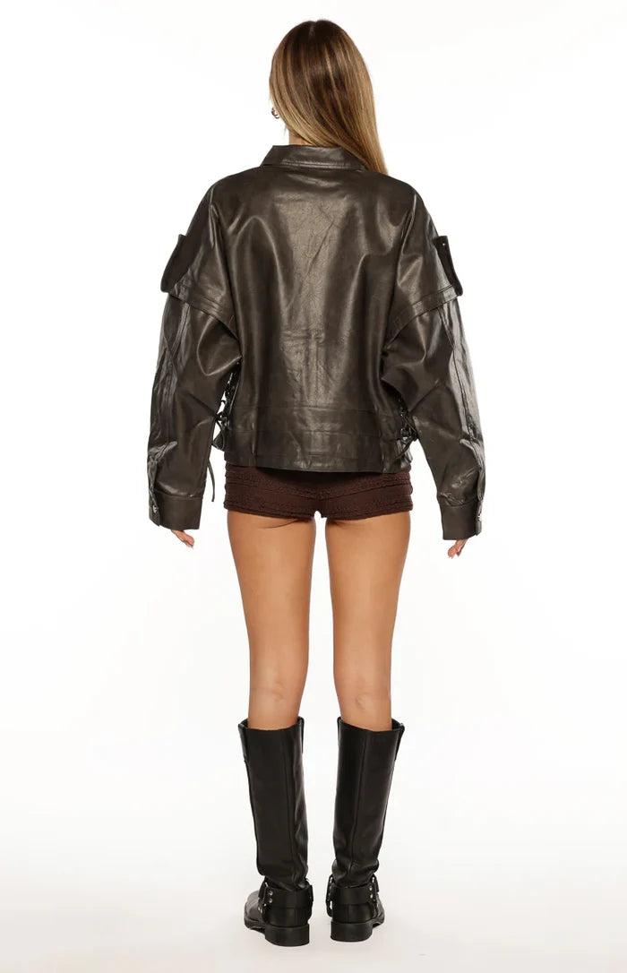 Jessica Anne PU Washed Black Jacket