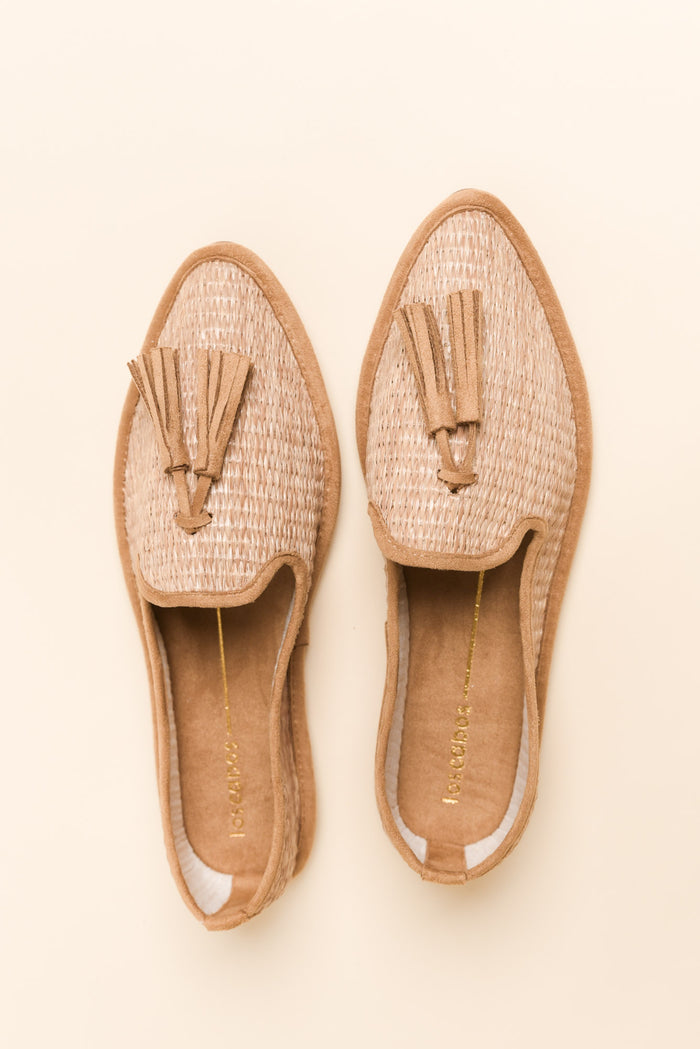 Jia Camel Raffia Tassel Loafer