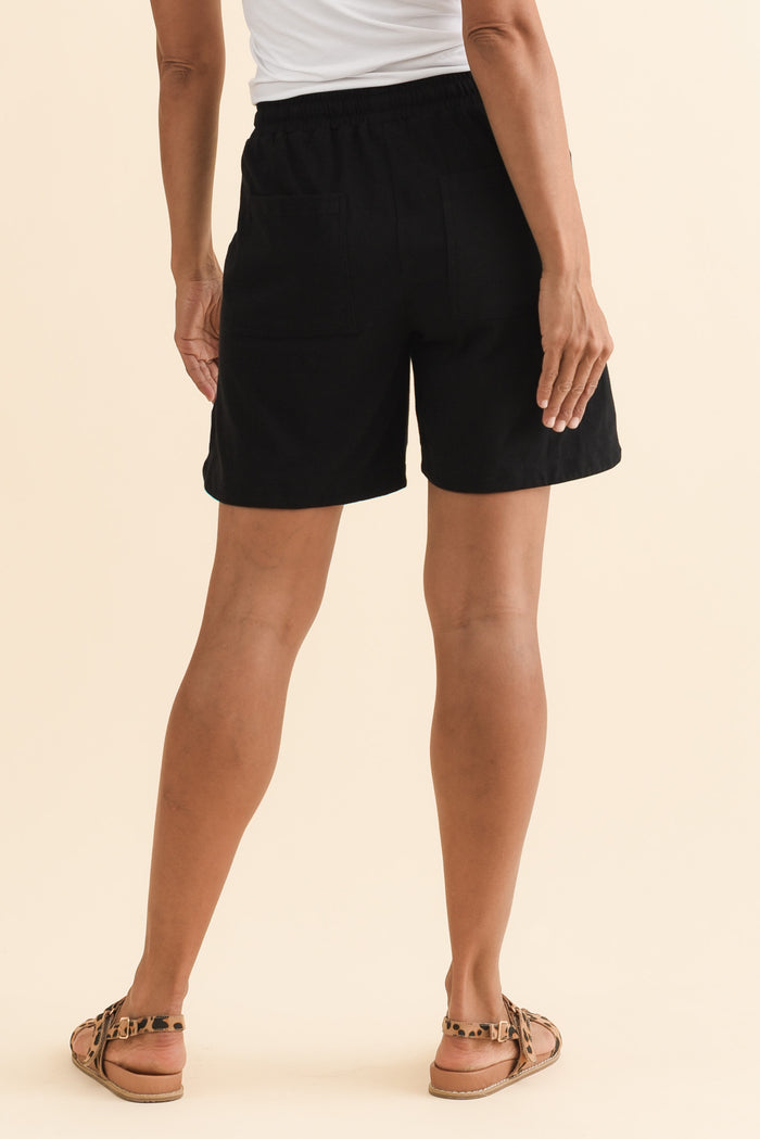 Jonah Black Cotton Drawstring Shorts,Brunette model,alt text|model:Cara