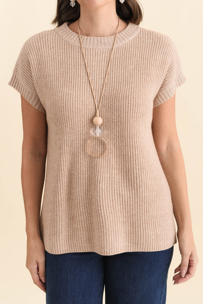 Joyce Beige Wool Cashmere Tee