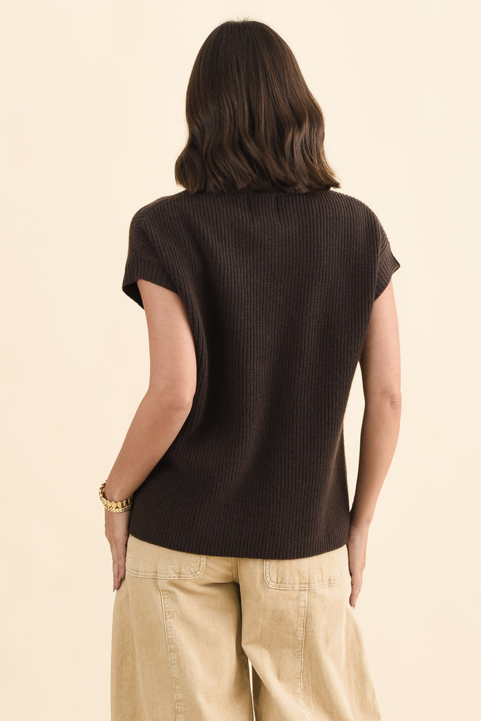 Joyce Chocolate Wool Cashmere Tee
