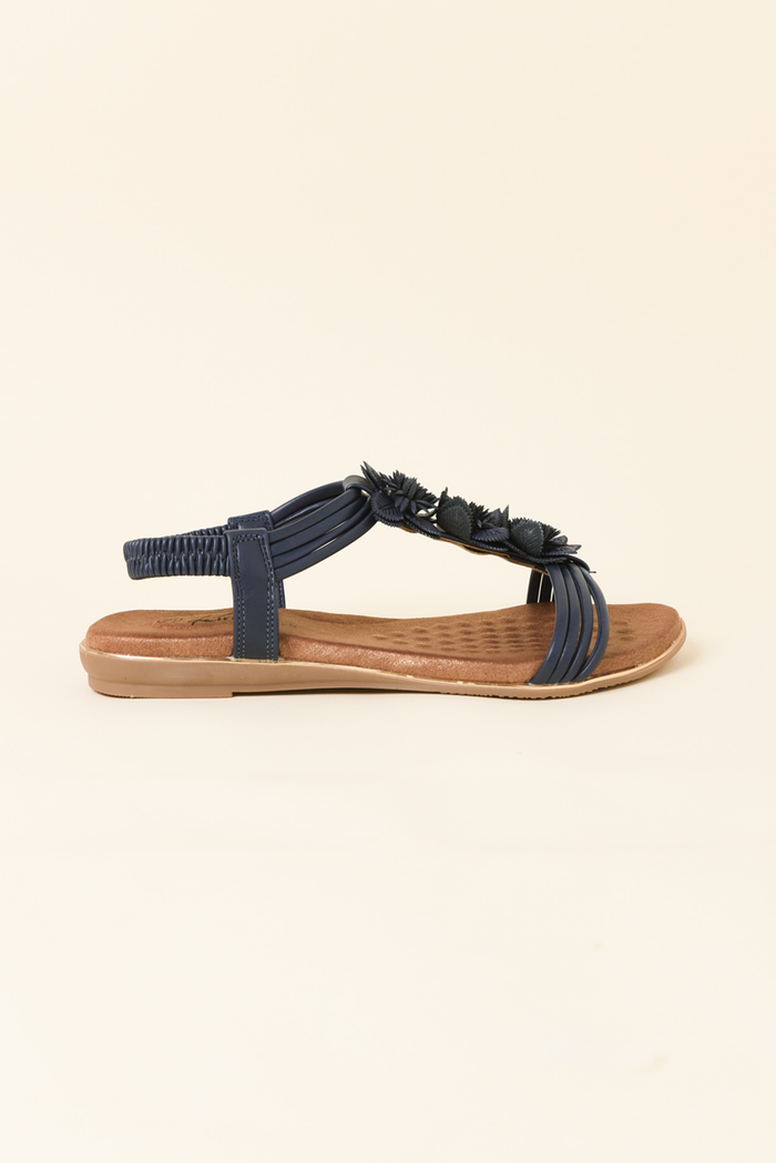 Julie Navy Flower Sandal