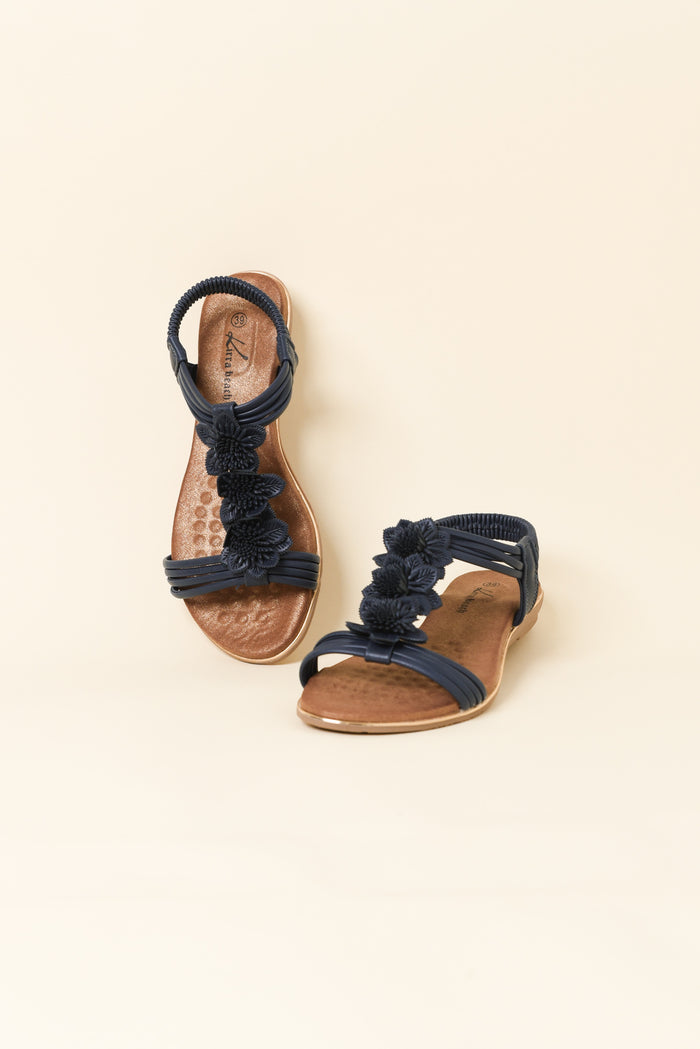 Julie Navy Flower Sandal