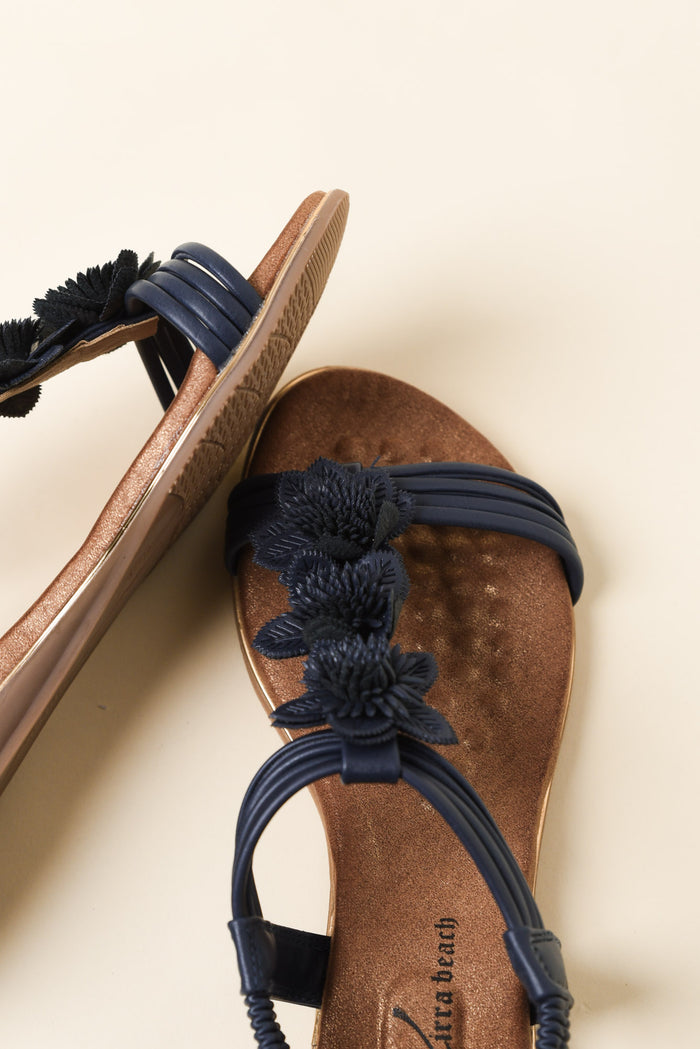 Julie Navy Flower Sandal