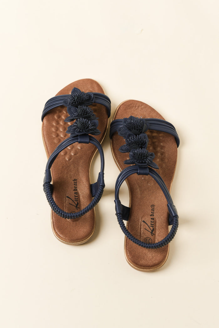 Julie Navy Flower Sandal