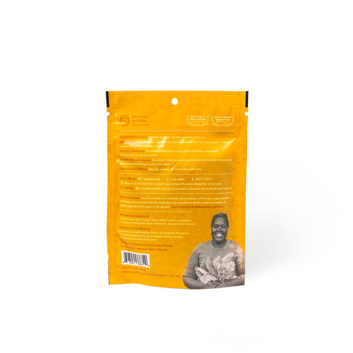 JUST TEA Turmeric Ginger Stand-up Pouch - Fair-Trade Herbal Tea