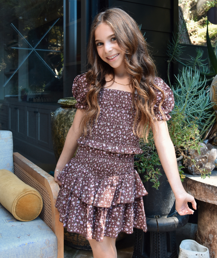 Katie J NYC Girls Chocolate Floral Marlee Top Distressed/seasonal girls Katie J NYC