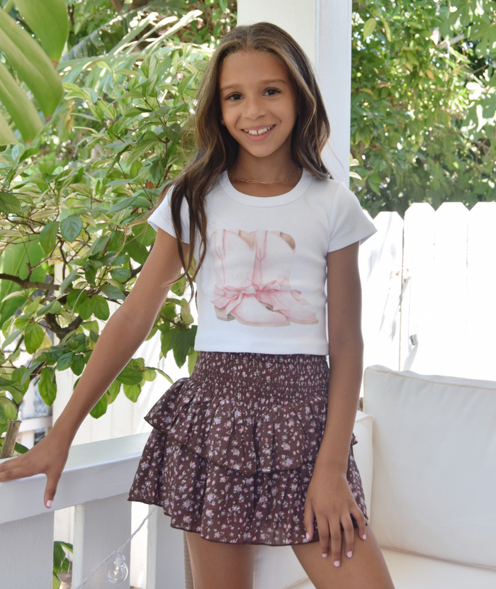 Katie J NYC Girls Cowgirl Boots Tee Girls Casual Tops Katie J NYC
