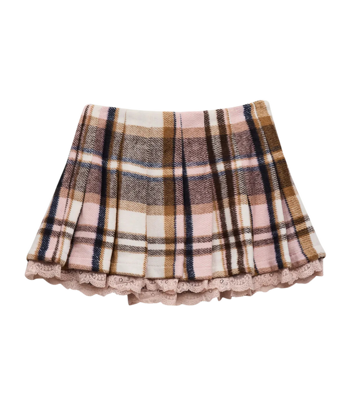 Katie J NYC Girls Elicia Pink/Neutral Plaid Skirt Girls Casual Bottoms Katie J NYC