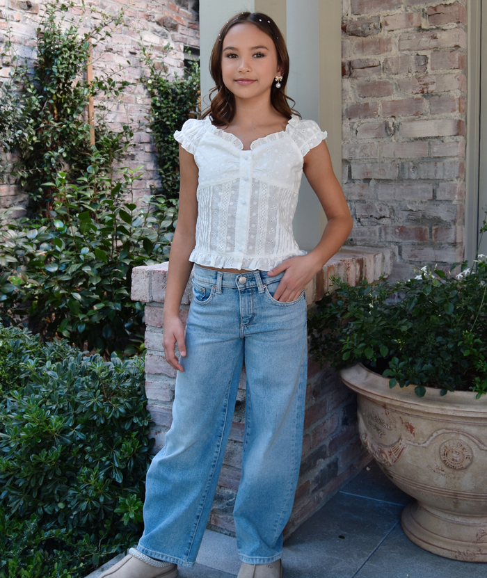 Katie J NYC Juniors Daphne Top Distressed/seasonal womens Katie J NYC