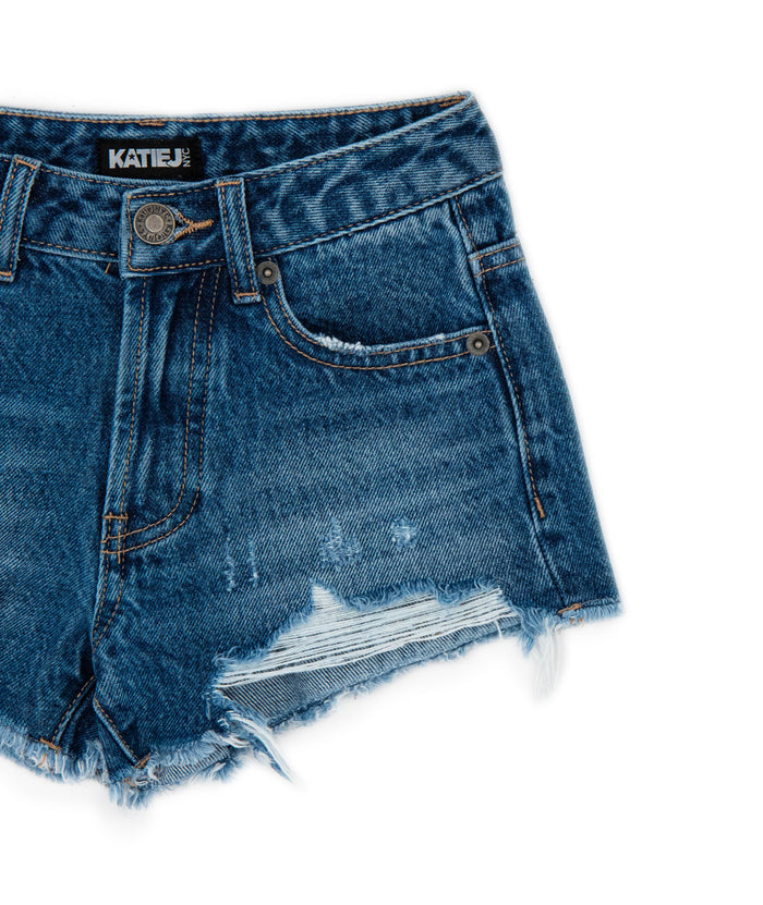 Katie J NYC Juniors Malibu Dark Wash Jean Shorts Womens Denim Katie J NYC