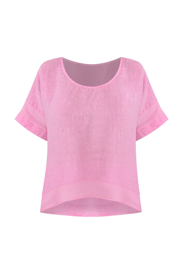 Kaya Pink Linen Top,ghost-mani